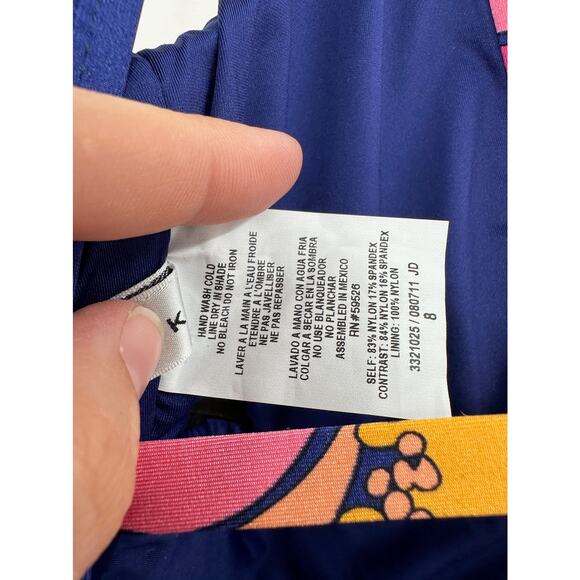 Trina Turk Yellow Floral Print One Piece Plunge Neck Swimsuit Size 8 NWOT - Picture 6 of 7